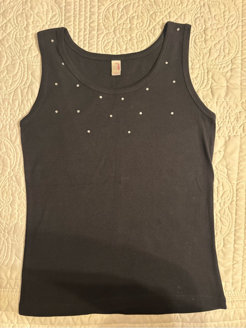Anvil Black Tank Top with Silver Stud Accents